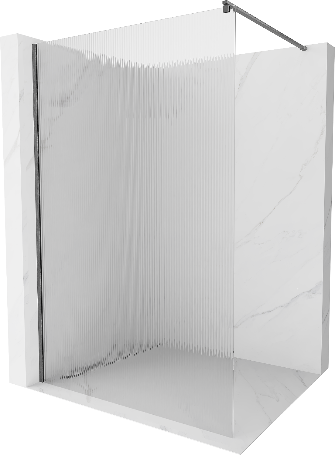 Mexen Kioto ścianka prysznicowa Walk-in 110 x 200 cm, prążki 8 mm, gun gray szczotkowany - 800-110-101-66-09